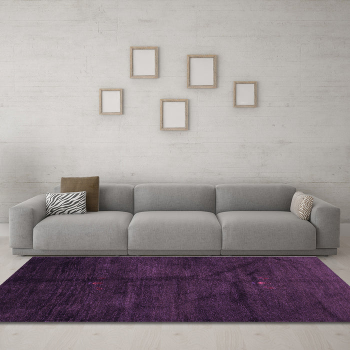 Machine Washable Abstract Purple Contemporary Area Rugs in a Living Room, wshcon1402pur