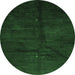 Round Abstract Emerald Green Contemporary Rug, con1402emgrn