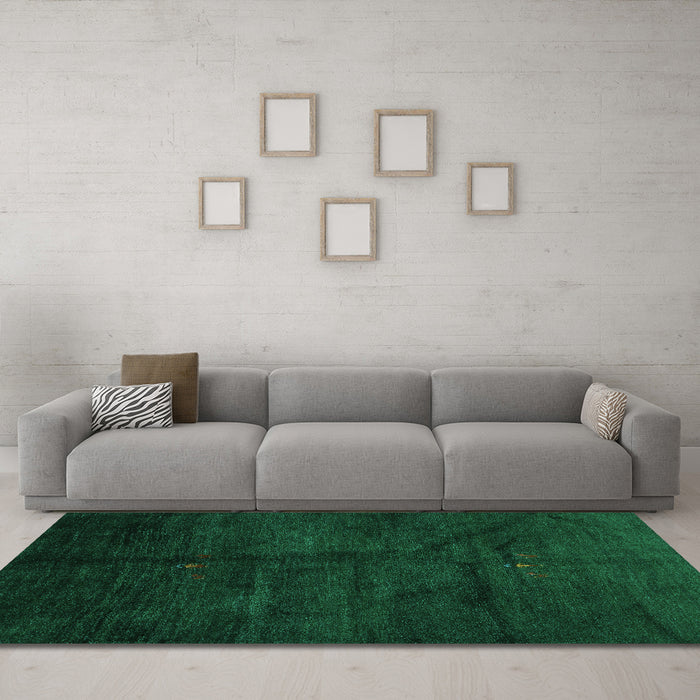 Machine Washable Abstract Turquoise Contemporary Area Rugs in a Living Room,, wshcon1402turq