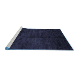 Sideview of Machine Washable Abstract Blue Contemporary Rug, wshcon1402blu
