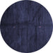 Round Abstract Blue Contemporary Rug, con1402blu