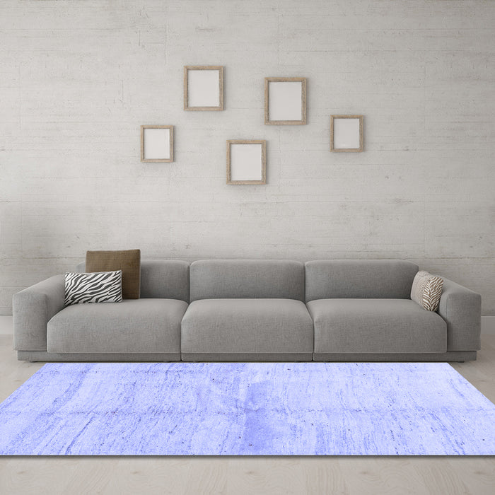 Machine Washable Solid Blue Modern Rug in a Living Room, wshcon1403blu