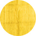 Round Solid Yellow Modern Rug, con1403yw