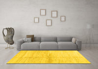 Machine Washable Solid Yellow Modern Rug, wshcon1403yw