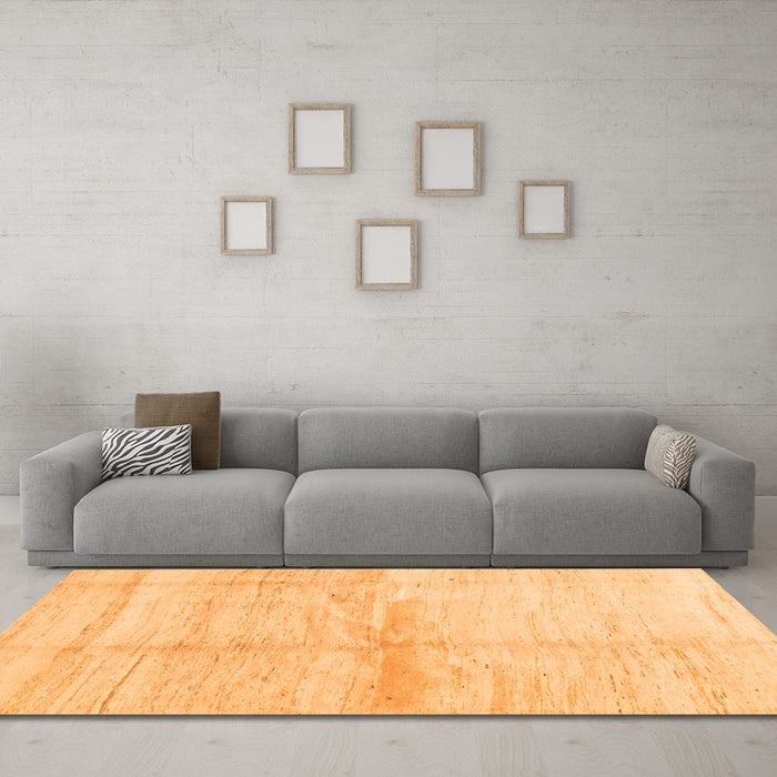 Machine Washable Solid Orange Modern Area Rugs in a Living Room, wshcon1403org