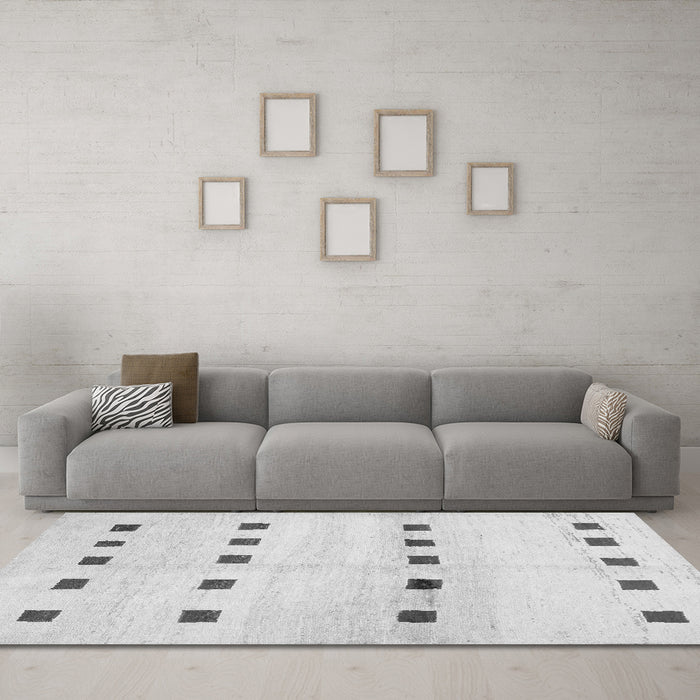 Machine Washable Solid Gray Modern Rug in a Living Room,, wshcon1404gry