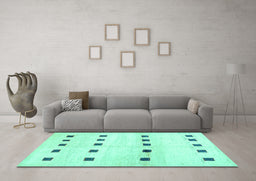 Machine Washable Solid Turquoise Modern Area Rugs in a Living Room,, wshcon1404turq