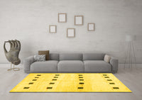 Machine Washable Solid Yellow Modern Rug, wshcon1404yw