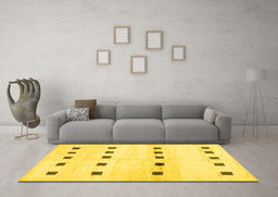 Machine Washable Solid Yellow Modern Rug in a Living Room, wshcon1404yw