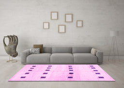Machine Washable Solid Pink Modern Rug in a Living Room, wshcon1404pnk