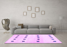 Machine Washable Solid Purple Modern Area Rugs in a Living Room, wshcon1404pur