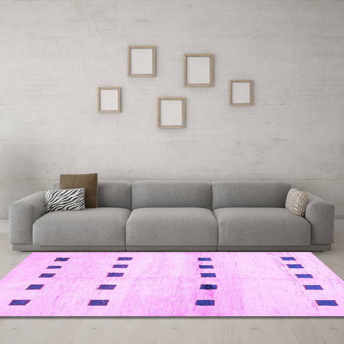 Machine Washable Solid Purple Modern Area Rugs in a Living Room, wshcon1404pur