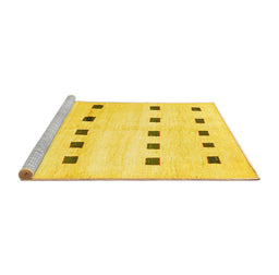 Sideview of Machine Washable Solid Yellow Modern Rug, wshcon1404yw