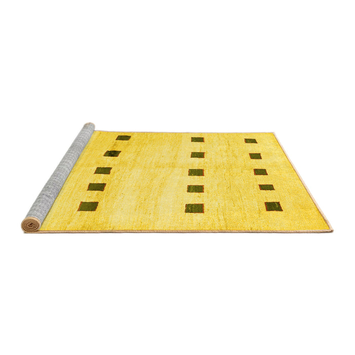 Sideview of Machine Washable Solid Yellow Modern Rug, wshcon1404yw