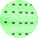 Round Machine Washable Solid Emerald Green Modern Area Rugs, wshcon1404emgrn