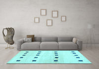 Machine Washable Solid Light Blue Modern Rug, wshcon1404lblu