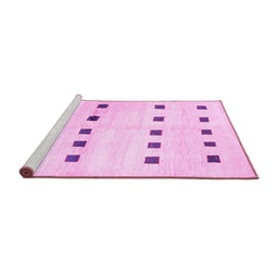 Sideview of Machine Washable Solid Pink Modern Rug, wshcon1404pnk