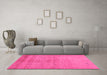 Machine Washable Abstract Pink Contemporary Rug in a Living Room, wshcon1405pnk