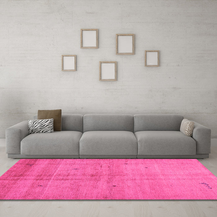 Machine Washable Abstract Pink Contemporary Rug in a Living Room, wshcon1405pnk