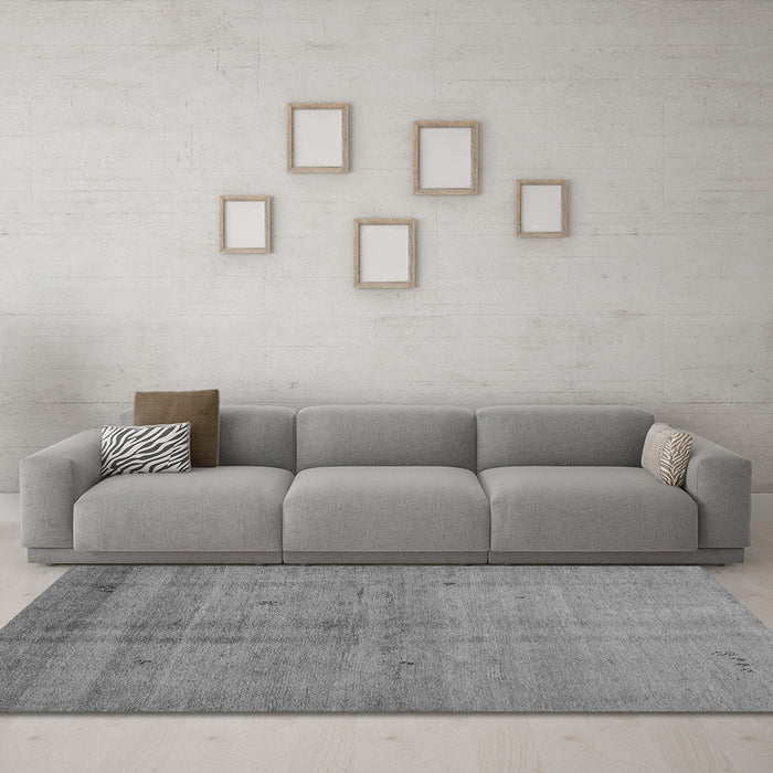 Machine Washable Abstract Gray Contemporary Rug in a Living Room,, wshcon1405gry