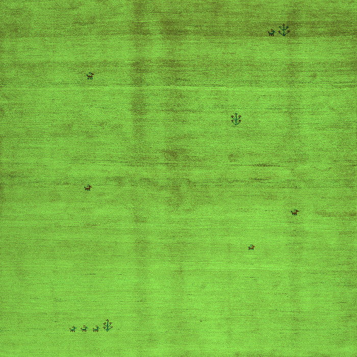 Serging Thickness of Abstract Green Contemporary Rug, con1405grn