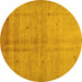 Round Abstract Yellow Contemporary Rug, con1405yw