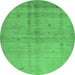 Round Abstract Emerald Green Contemporary Rug, con1405emgrn