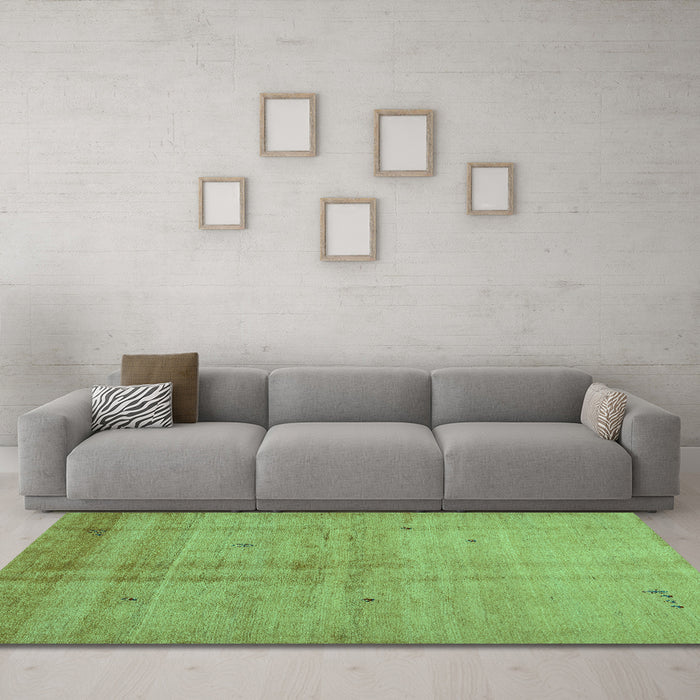 Machine Washable Abstract Turquoise Contemporary Area Rugs in a Living Room,, wshcon1405turq