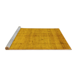 Sideview of Machine Washable Abstract Yellow Contemporary Rug, wshcon1405yw