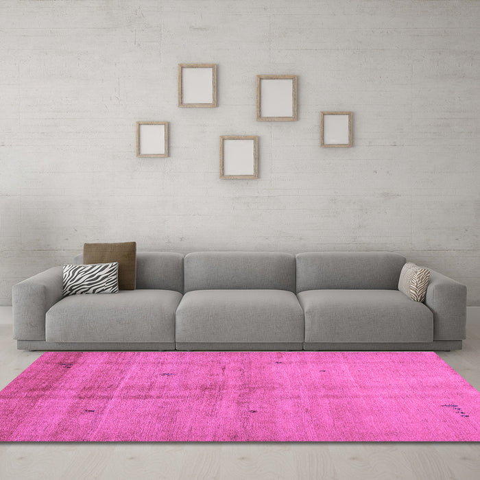 Machine Washable Abstract Purple Contemporary Area Rugs in a Living Room, wshcon1405pur