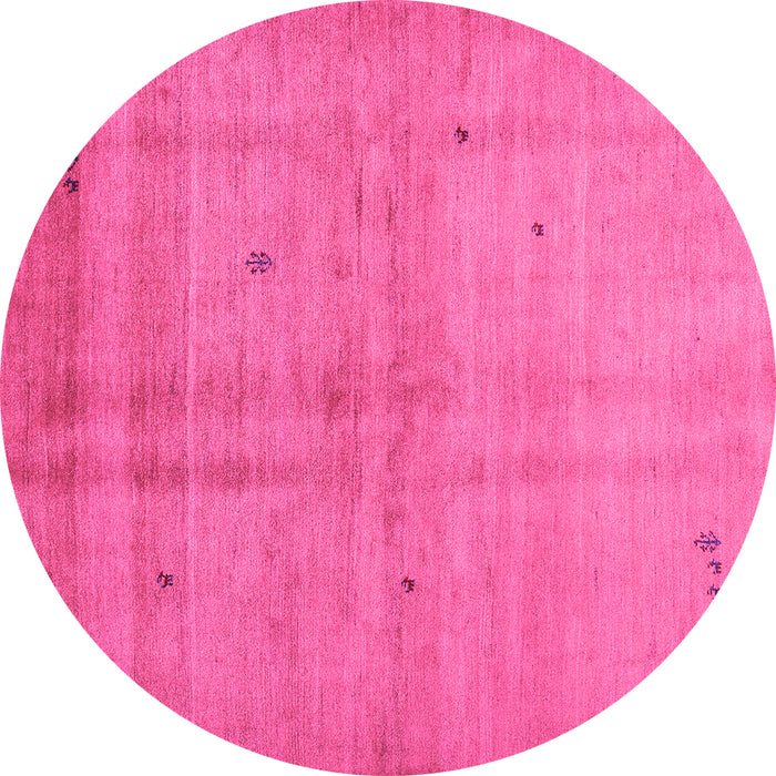 Round Abstract Pink Contemporary Rug, con1405pnk
