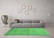 Machine Washable Abstract Emerald Green Contemporary Area Rugs in a Living Room,, wshcon1405emgrn