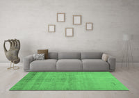 Machine Washable Abstract Emerald Green Contemporary Rug, wshcon1405emgrn