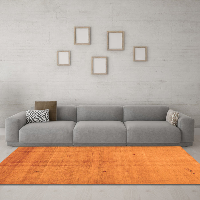 Machine Washable Abstract Orange Contemporary Area Rugs in a Living Room, wshcon1405org