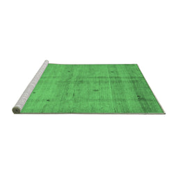Sideview of Machine Washable Abstract Emerald Green Contemporary Area Rugs, wshcon1405emgrn
