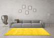 Machine Washable Solid Yellow Modern Rug in a Living Room, wshcon1406yw