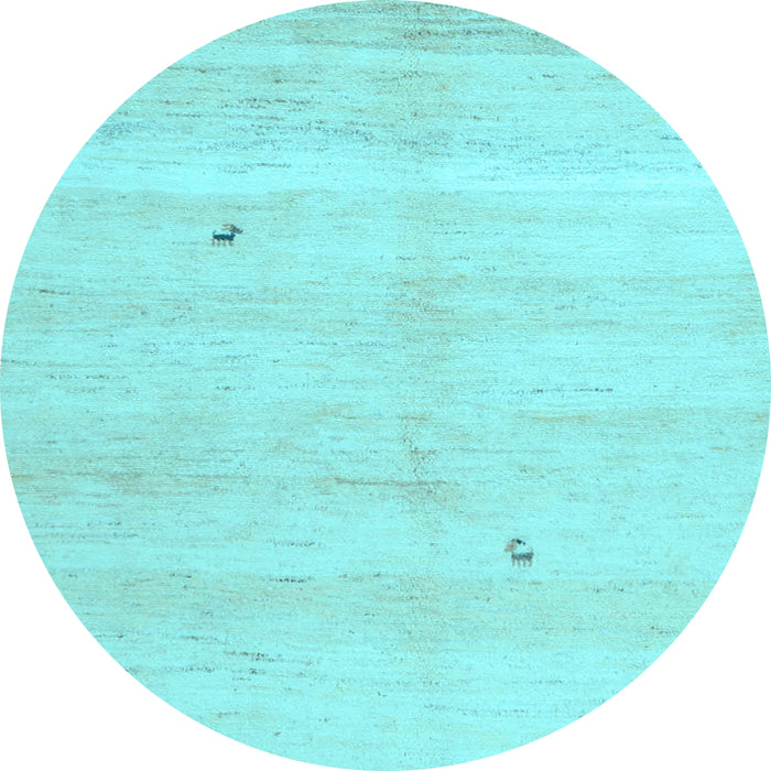 Round Machine Washable Solid Light Blue Modern Rug, wshcon1406lblu