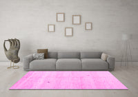 Machine Washable Solid Pink Modern Rug, wshcon1406pnk