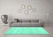 Machine Washable Solid Turquoise Modern Area Rugs in a Living Room,, wshcon1406turq