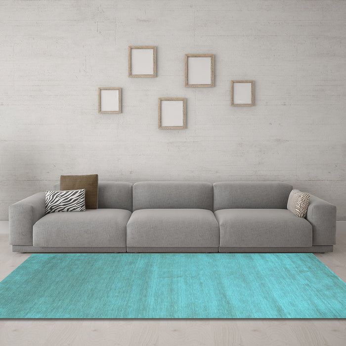 Machine Washable Abstract Light Blue Contemporary Rug in a Living Room, wshcon1407lblu