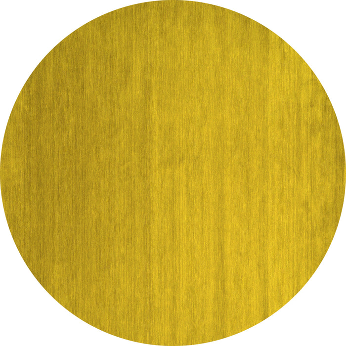 Round Abstract Yellow Contemporary Rug, con1407yw