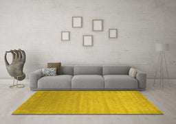 Machine Washable Abstract Yellow Contemporary Rug in a Living Room, wshcon1407yw