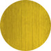 Round Machine Washable Abstract Yellow Contemporary Rug, wshcon1407yw