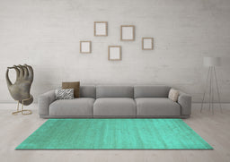 Machine Washable Abstract Turquoise Contemporary Area Rugs in a Living Room,, wshcon1407turq