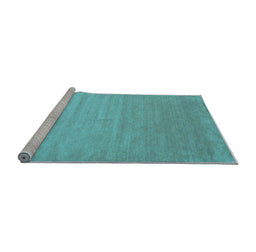 Sideview of Machine Washable Abstract Light Blue Contemporary Rug, wshcon1407lblu