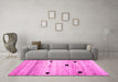 Machine Washable Abstract Pink Contemporary Rug in a Living Room, wshcon1408pnk