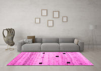 Machine Washable Abstract Pink Contemporary Rug, wshcon1408pnk