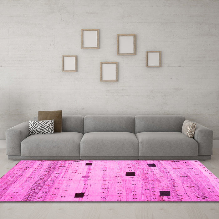 Machine Washable Abstract Pink Contemporary Rug in a Living Room, wshcon1408pnk