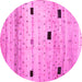 Round Abstract Pink Contemporary Rug, con1408pnk