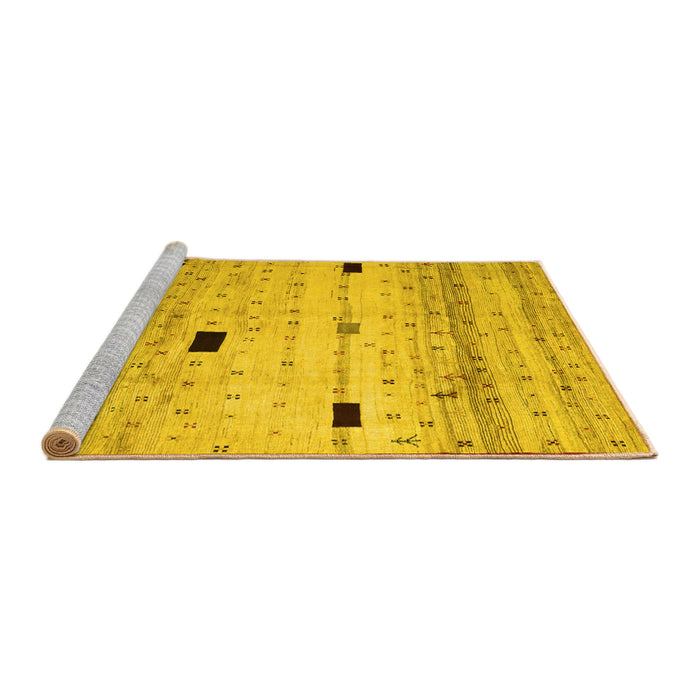 Sideview of Machine Washable Abstract Yellow Contemporary Rug, wshcon1408yw